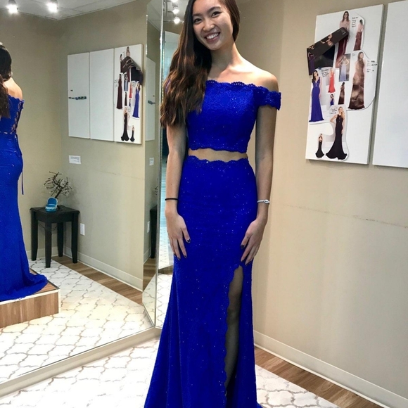 2 Piece Corset Back Prom Dress - Picture 4 of 4